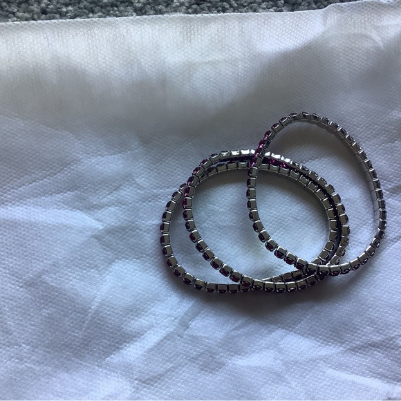 SWAROVSKI Vintage Crystal Lightning Stretch Bracelet Set of 3. Fuchsia/Hot Pink - Picture 2 of 4